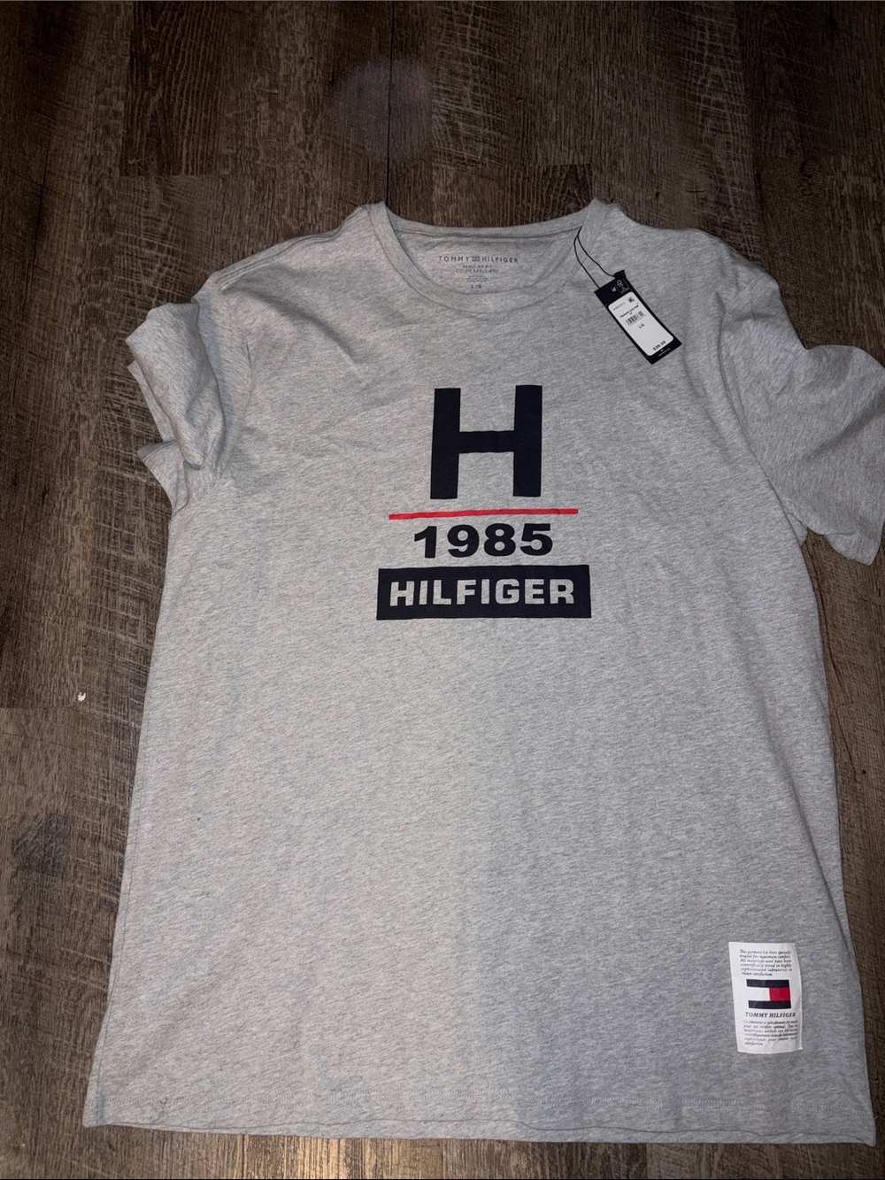Tommy Hilfiger Light Gray Graphic 'H 1985' Short Sleeve Tee